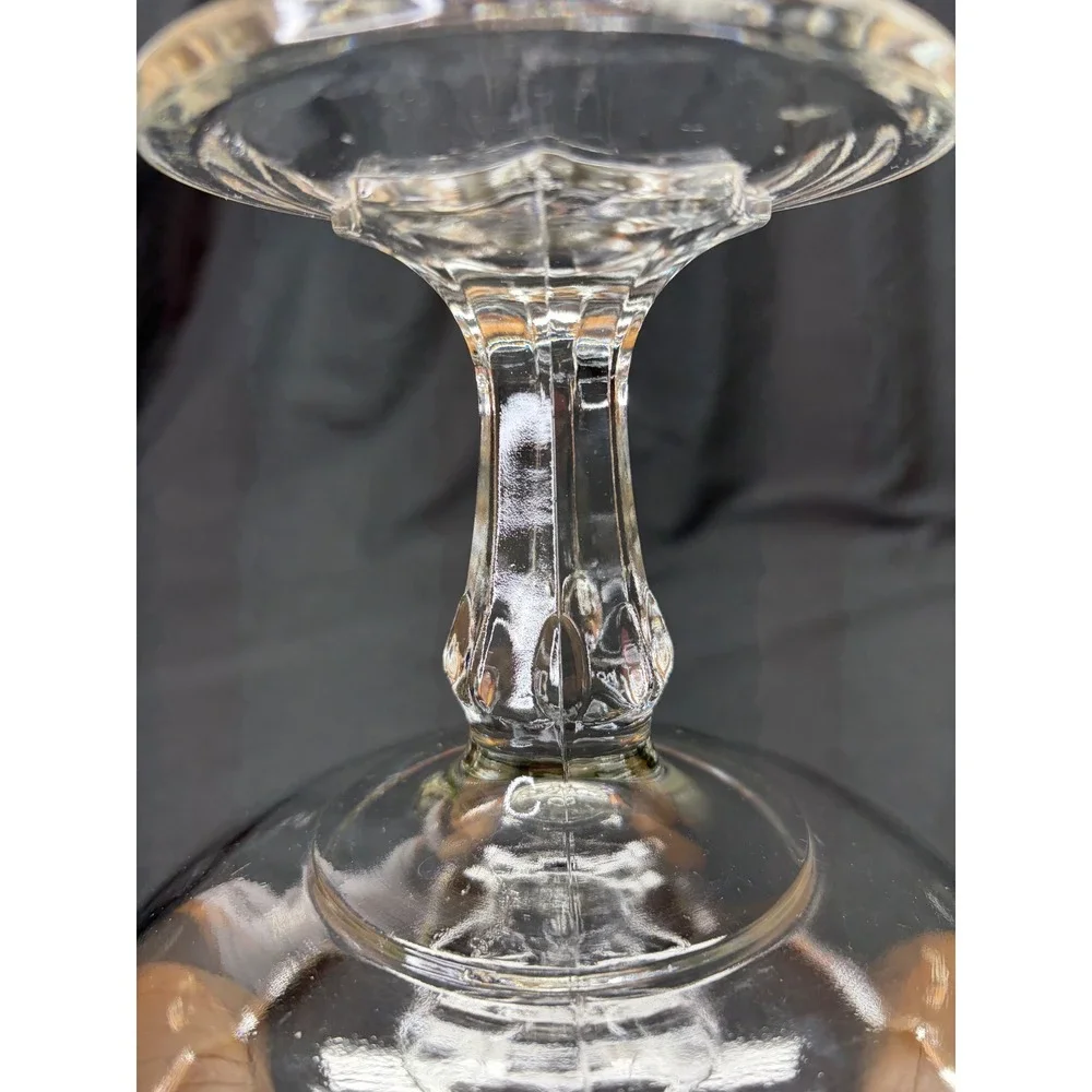 Vintage Indiana Clear Glass Teardrop Scalloped Pedestal Compote Dish 7.5
